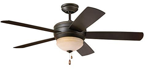 Noble Home Outdoor LED Ceiling Fan with Pull Chain | 52 Inch Wet Rated Fixture with Weather Resistant Contemporary 5 Blade Design with Downrod Mount and Bulbs Included, Espresso