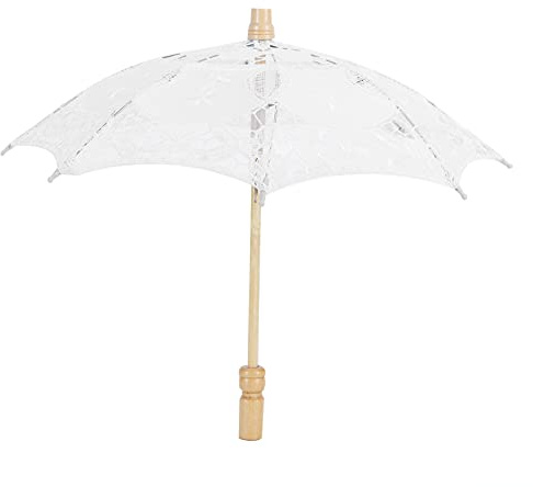 Tissting Sombrilla de Encaje, Paraguas Romántico de Madera de Eucalipto con Apertura Suave, Accesorio de Boda y Fiesta, Decoración Elegante para Mujeres y Niñas