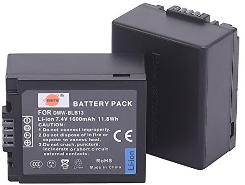 DSTE Electron 2PCS DMW-BLB13 DMW-BLB13E Li-ion Battery Compatible with Panasonic Lumix DMC-G1, DMC-G2, DMC-G10, DMC-GF1, DMC-GH1