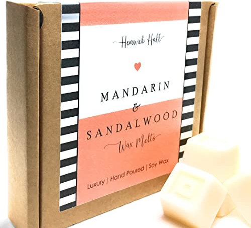 Mandarin and Sandalwood scented soy wax melt gift box- 16 fragranced wax melts, hand poured and vegan friendly