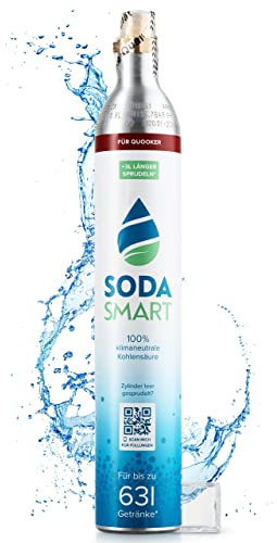 SodaSmart Premium CO2 Zylinder für Quooker Wassersprudler | Gefüllt mit 425g Kohlensäure +25g extra für mehr als 60l | Kohlendioxid-Zylinder als Reservepack