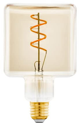 EGLO LED E27 Lampe dimmbar, Vintage Deko Spiral Glühbirne amber, 4 Watt, 180 Lumen, warmweiß, 1600 Kelvin, Deko-LED Leuchtmittel Cube, Ø 9,5 cm