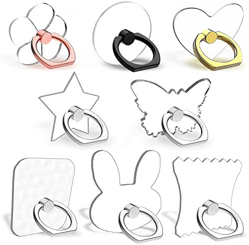 8 Stück Transparent Handy Ring Halter, CNYMANY Finger Griff Kickstand Ständer für Universal Smartphone Tasche Zubehör - 8 Formen