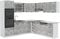 Vicco Eckküche R-Line, Küchenzeile in L-Form, Beton/Weiß, 237 x 247 cm, AP Marmor