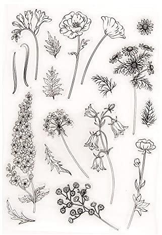 Blumen Blätter Clear Stamps, Schöne Blumen Silikonstempel Transparente Siegel Silikonsiegel Klare Stempel für Kartenherstellung Dekoration und DIY Sammelalbum Werkzeuge Fotoalbum Dekor
