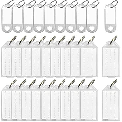 Lot de 30 porte-clés inscriptibles, marquage transparent, comité de classification des articles, utilisé pour marquer les animaux domestiques, les bagages, les clés