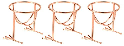 Air Plant Stand Holder, 3 Pcs Egg Shape Metal Air Plant Pot Container Claw Base for Home Bedroom Office Decor, Rose Gold