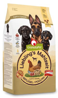 GranataPet Liebling's Mahlzeit Geflügel Junior, Trockenfutter für Hunde, Hundefutter ohne Getreide & ohne Zuckerzusätze, Alleinfuttermittel, 4 x 1,8 kg