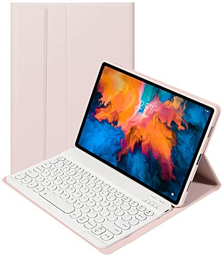HEUCYL Funda con Teclado para Lenovo Tab M10 Fhd Plus De 10,3 Pulgadas (TB-X606F/TB-X606X) con Teclas Magnéticas Desmontables Inalámbricas Bluetooth Redondas Teclado Español Ñ, Funda Delgada,Rosado