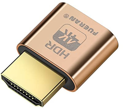FUERAN Prise Factice HDMI 4K HDR, Émulateur EDID Pour Moniteur Virtuel, Adaptateur d'Affichage Sans Tête, Prend en Charge 4096 x 2160 @ 60 Hz, 3840 x 2160, 1080p, HDR Plug & Play