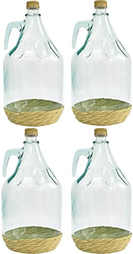 lilawelt24 3L Glasballon mit Korb/Weinballon Glas Flasche Wasserflasche GÄRBALLON GLASFLASCHE (4X 3L Glasflasche)