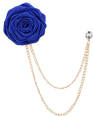 goodluxx Brautpaar Hochzeit Broschen Stoffkunst Handgemachte Rose Blume Brosche Anstecknadel Anstecker Quaste Kette Herren Anzug Zubehör Blume Anstecknadel Blau