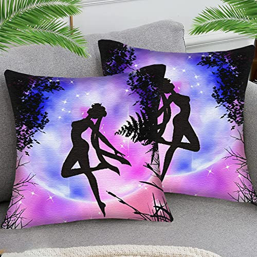 2er Set Kissenbezug Baumwolle und Leinen Anime-Mädchen Sailor Moon sty15 Zierkissenbezug Dekokissen Kissenhülle Zierkissen Dekorative Sofakissen Deko für Sofa Wohnzimmer 45x45 cm
