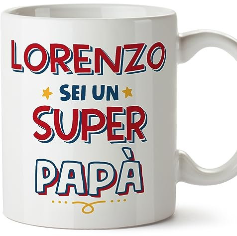 Mugffins Tazza Personalizzata in ceramica per PAPÀ/PADRE 11 oz / 350 ml - In italiano - Sei Super - Idea regalo per compleanno, anniversario, natale