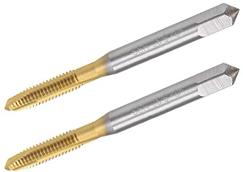 TOP-VIGOR 2 maschi filettati a spirale 8-32 UNC, filettatura rivestita in titanio HSS con tolleranza H2, filettatura a 3 scanalature (gambo rotondo con estremità quadrata)