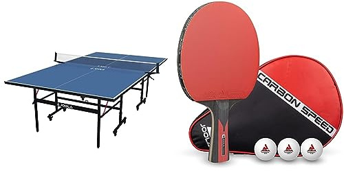 JOOLA Tischtennisplatte Inside 13 Tischtennistisch Indoor klappbares Untergestell – Schneller Aufbau-inklusive Netz, blau, 274 x 152,5 x 76 cm