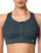 Yvette Sport BH Damen Starker Halt 5CM Unterseite Vorderverschluss Mesh Ringerrücken mit kreuzgummiband für Fitness Yoga Laufen, Grau, M
