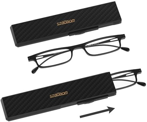 SZEOEOM Ultradünne faltbare Lesebrille für Damen und Herren,leicht,TR90, zu faltbar, kompakt,Computer-Lesegerät, tragbar, schlank,flach,stabiles Gehäuse,Schwarz +2.0 (Schwarz, 2.5, Dioptrien)