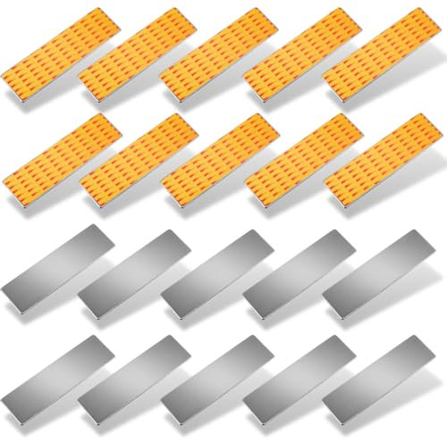 [20 Stück] Neodym Magnete N52 Selbstklebend 40x12x1mm 3,3Kg Stark Klebemagnete Magnetplättchen Magnet Quader 1mm Flach Quadermagnet 40mm
