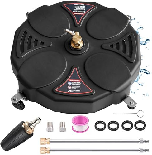 14 Pressure Washer Surface Cleaner,Selkie Power Washer Driveway Attachment with 2 Power Washer Extension Wands&4 Replacement Nozzles&360 Rotating Turbo Nozzle,4000 PSI