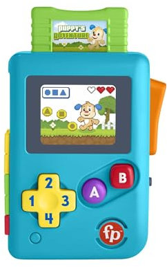 Fisher-Price Jouet éducatif Ma Première Console de Jeu Rires et Éveil avec Musique et lumières pour Nouveau-nés et bébés, Version: Néerlandais; Anglais, UK; Française; Allemande; Italien, HXC32