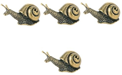 Kisangel 4 Stück Schneckenschmuck aus reinem Kupfer Mini-Dekor Miniaturspielzeug Wohnkultur Modelle dekoratives Schneckenmodell Desktop-Schneckenverzierung Schreibtisch