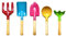 KY-Tech Beach Toys for Kids, 5 Piece Sand Toys for Kids, Sand Pit Toys Spade Beach Set Made of Metal with Sturdy Wooden Handle Sand Spade, Fork, Trowel, Spoon & Rake for Kids