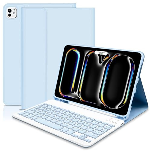 tititinita Keyboard Case for ipad Pro 11 inch (2024), UK layout for iPad Pro 11 Inch 2024 Keyboard Case, Smart Cover with Detachable Keyboard for iPad Pro 11, Blue