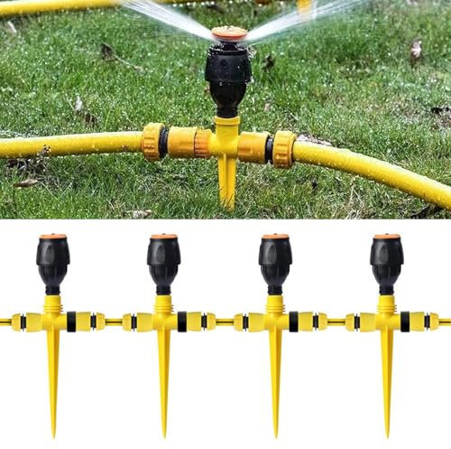 Monsully 4 Pcs Garden Sprinklers, Automatic 360° Rotating Lawn Water Sprinkler, Adjustable Garden Irrigation for Plants, Flowers, Veggies, Grass