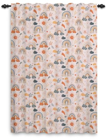 ggaimwf Regenbogenvorhänge mit Bleistiftfalten Boho-Stil Blumenblätter Regenbogenvorhänge Kinderzimmer Fensterbehandlung für Mädchen Wohnzimmer Kinderzimmer Café Innentrennvorhang 117x183cm 1 Panel