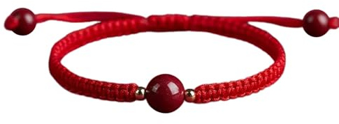 NVOQILIN Pulsera tradicional china ajustable con cuerda de la suerte, pulsera para parejas, regalo de joyería para hombres y mujeres, Cuerda de algodón de cinabrio
