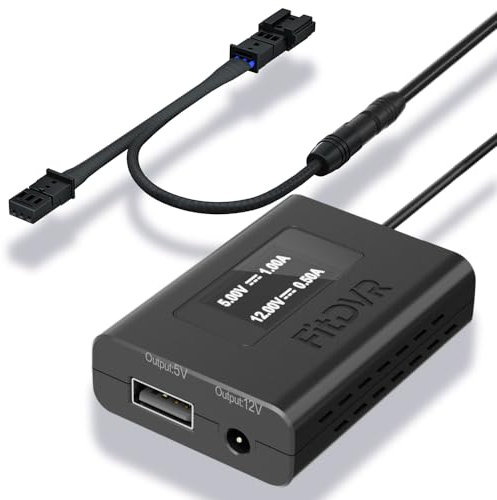 Dashcam Power Adapter (3-Pin) Suitable for Volkswagen Porsche Audi Skoda (718 Cayman 911 ID.4 GolfR Q4 A6, ect.)LED display USB Power, Connect to Rearview Mirror, 5V 12V Output, Easy to Install D3-021