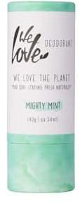 WE LOVE THE PLANET - Natürlicher Deo-Stick Mighty Mint, 40g – Aluminiumfrei – Anti-Achselgeruch, langanhaltender Schutz – Plastikfrei – Ohne Tierversuche – Unisex – 1 Deo reicht ca. 2-3 Monate!