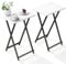 Foldable TV Trays, Small Folding Table, TV Trays Table Set of 2, TV Dinner Tray, Side Table for Bed, Couch, Portable Easy to Move, White and Black