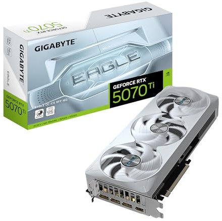 Gigabyte GeForce RTX 5070 Ti EAGLE OC ICE SFF 16G Graphics Card - 16GB GDDR7, 256bit, PCI-E 5.0, 2542 MHz Core Clock, 3 x DP 2.1a, 1 x HDMI 2.1b, NVIDIA DLSS 4, GV-N507TEAGLEOC ICE-16GD
