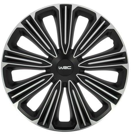 WRC 007491 - 4 tapacubos bicolores para todos los tipos de ruedas, 15 pulgadas, color negro