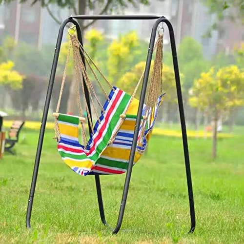 Hängesessel mit A-förmigem, robustem Metall-Ständer, 100 kg Traglast, für drinnen und draußen (Balkon, Schlafzimmer, Wohnzimmer, schwarz)