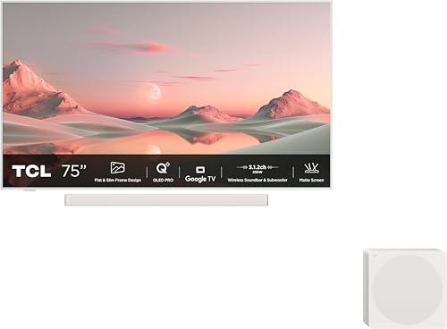 TCL NXTVISION A300 PRO 75 Zoll QLED PRO 4K UHD Fernseher, 4K HDR PRO, Matter Bildschirm, Smart Google TV (Dolby Vision IQ & Dolby Audio, 144Hz Motion Clarity Pro)