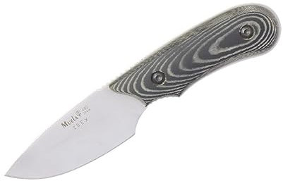 LO TRINCO YO Muela Cuchillo de Caza IBEX-8M con Hoja de Acero MoVa de 7,5 cm y empuñadura de micarta Negra de 9,5 cm para Caza, Pesca, Supervivencia y Bushcraft