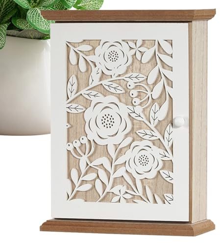 Djowyh Boîte de Rangement pour Clés - 6 Crochets et Gravure Vintage Organisateur | Support Murale Organisateur Porte-Clés,pour Bijoux Petits Objets Cadeaux Entrée Porte d'Entrée