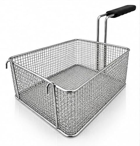 FCR0251 - Panier fabriqué en Italie pour friteuse professionnelle avec crochets dimensions 220 x 300 x 120 H mm en acier chromé panier friteuse acier