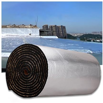 Auto-adhésive Réfléchissant Rouleau D'isolation Thermique en Mousse D'aluminium，Anti-bruit Tapis D'Isolation Acoustique Isolation ignifuge Imperméable.(1*2m/3.2*6.6ft,10MM(THK))