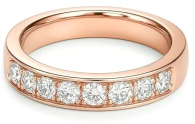 Whoiy Verlobungs Ring Moissanite, Hochzeits Ringe 585 Echt Gold Halbe Ewigkeit Moissanite Trauring 14 Karat Rosegold für Damen Gr. 49 (15.6)