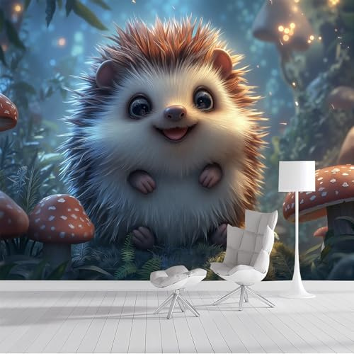 Fototapeten Wandtapete Rot Grün Pilzigel 200X140Cm Wanddekoration Waldtiere Fototapete Wandbild Für Wohnzimmer Kinderzimmer Schlafzimmer 3D Tapete Effekt