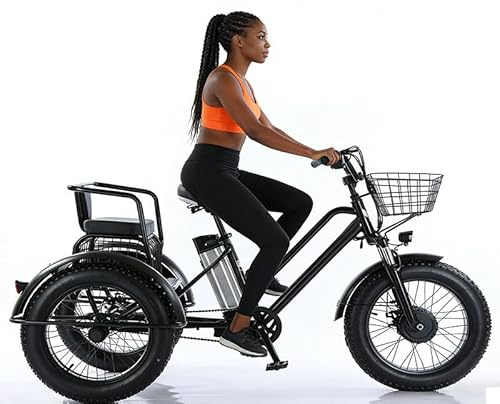 WEIMILOR Tricicli elettrici per adulti, triciclo elettrico 48V15Ah per adulti, triciclo elettrico pieghevole con pneumatici larghi da 20x4, autonomia 90 km, 20 km/h