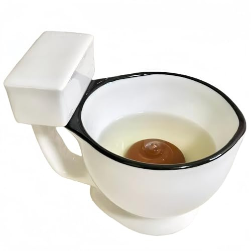 Vyloky Divertida taza de café para inodoro, 230 ml, taza de cerámica divertida para café, regalo de broma para cumpleaños y vacaciones, taza original (taza de caca)