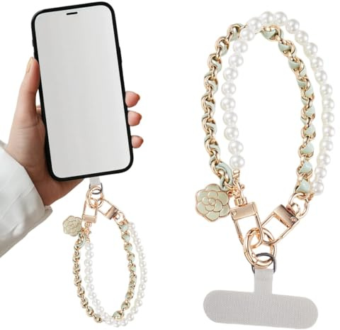 ZUWIJEQ Cordino Per Cellulare Da Polso, Catena Per Cellulare Perle, Cellulare Anti-Smarrimento Ciondolo Portachiavi,Ciondolo Per Cellulare, Laccetto Per Cellulare Da Polso Perline,Cordino Per Telefono