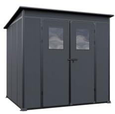 GFP Kunststoffgerätehaus Gartenhaus 213x176x199 cm Geräteschuppen Gerätehaus anthrazit inkl. Bodenplatte