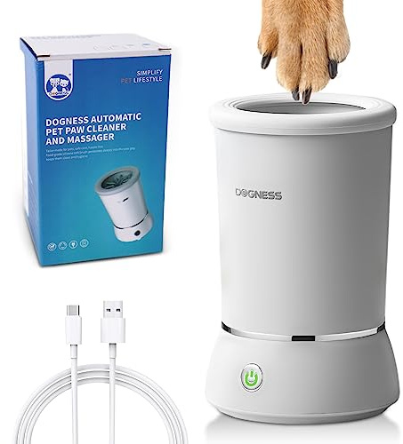 DOGNESS Nettoyeur de pattes automatique pour chiens, nettoyeur de pattes de chien électrique, rechargeable par USB, nettoyeur de pattes de chien 360°