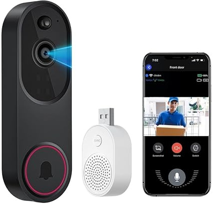 SWZEC Cavinoo Video Doorbell Camera(Video doorbell/Black (UK standard, charging cable)